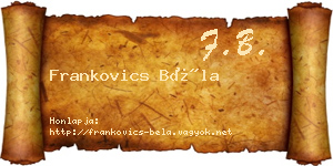 Frankovics Béla névjegykártya