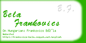bela frankovics business card